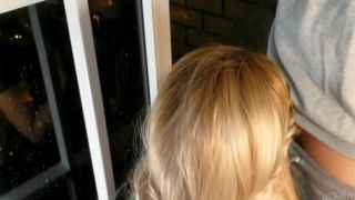 Cheese Cake - Hot Blonde Smokes on the Balcony and Sucks a Dirty Dick