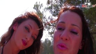 EroCom - Lesbian outdoor sex with a huge dildo for the sexy Latinas