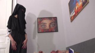 Cum on her black niqab